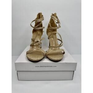 DREAM PAIRS Women's Show High Heel Dress Pump Shoes Gold Glitter, US Size 9 NEW